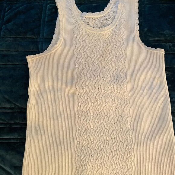 Authentic CHANEL Off White Knit Tank Top Size Medium - Picture 3 of 3